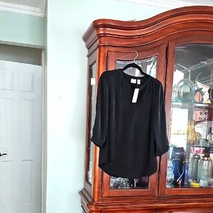 Chico's Classic Black Blouse 3/4 Sleeves Size 1 Nwt
